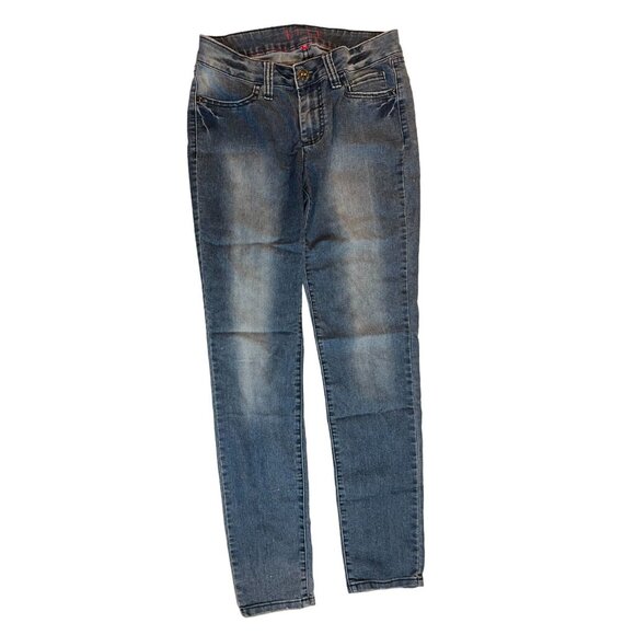 Elle Skinny Jeans Mid Rise Denim Stretch Cotton Blend Pockets Light Blue Size 8R - Picture 1 of 10